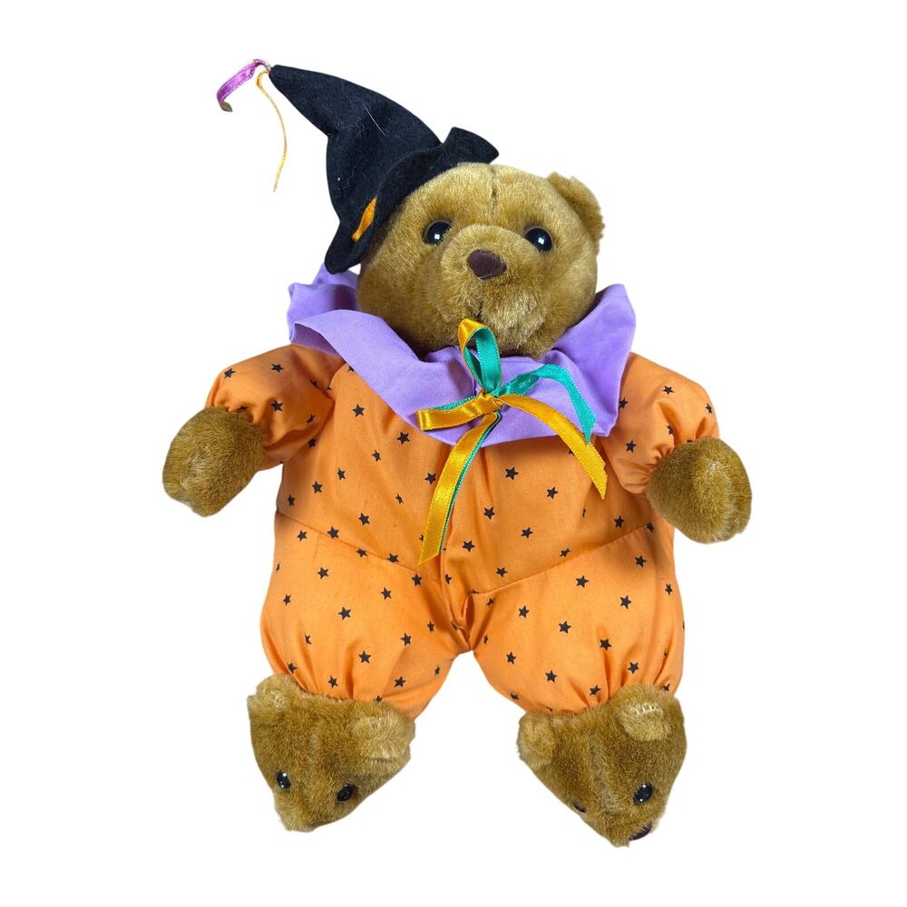 Clown Bear Halloween spooky jester Teddy slippers plush stuffed animal Vtg retro